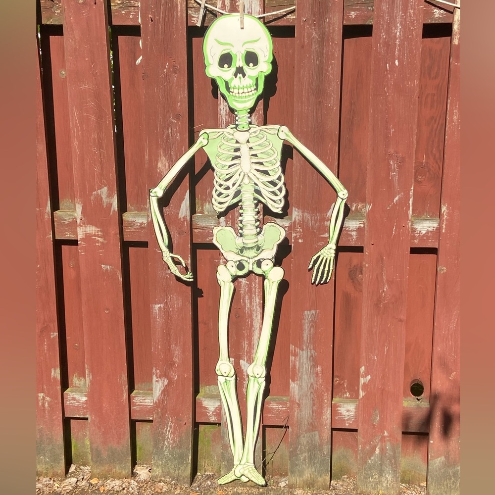 Life Size Vintage Die Cut Glow in the Dark Skeleton